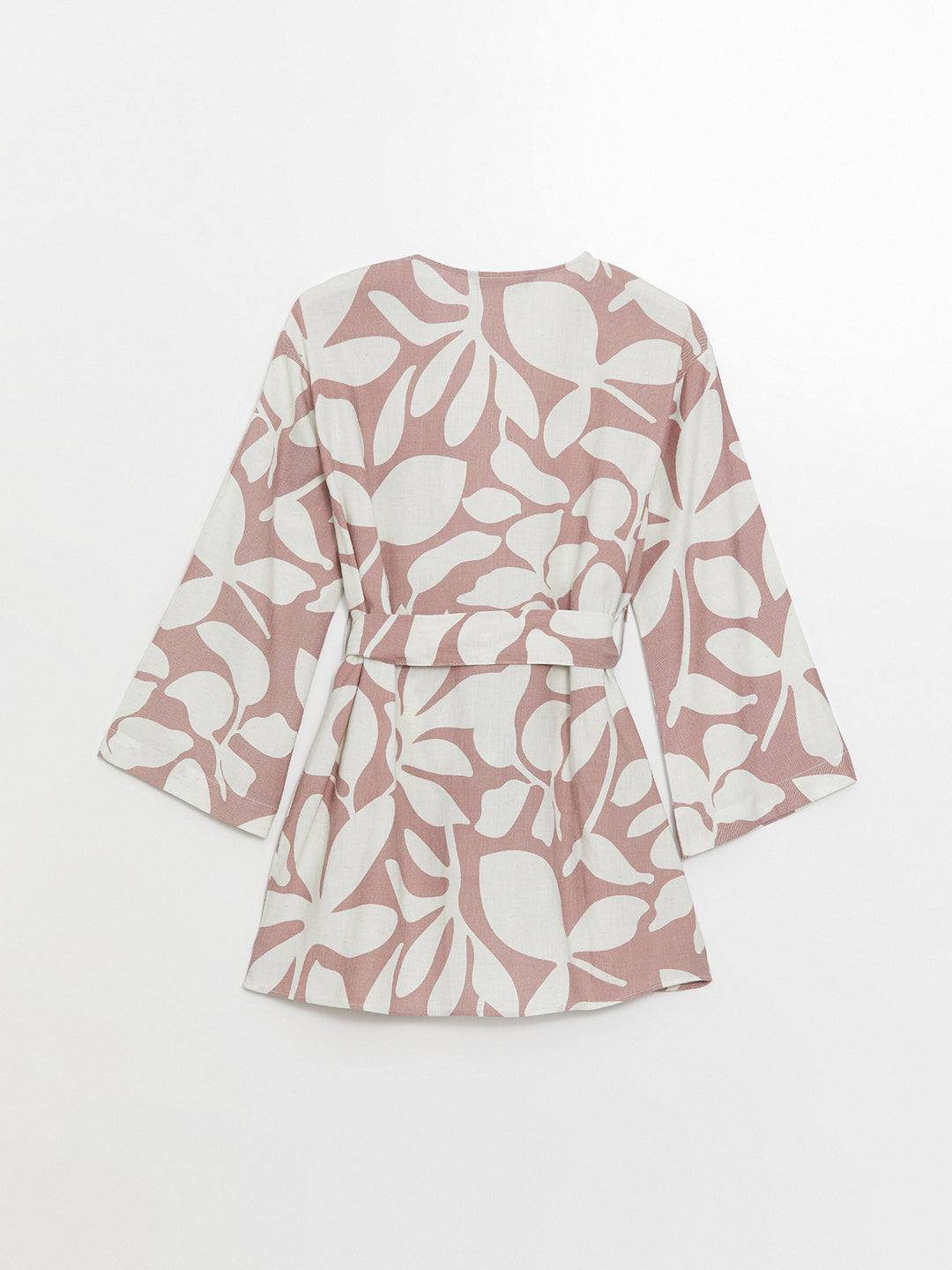Shawl Collar Patterned Long Sleeve Oversize Linen Blend Women Kimono