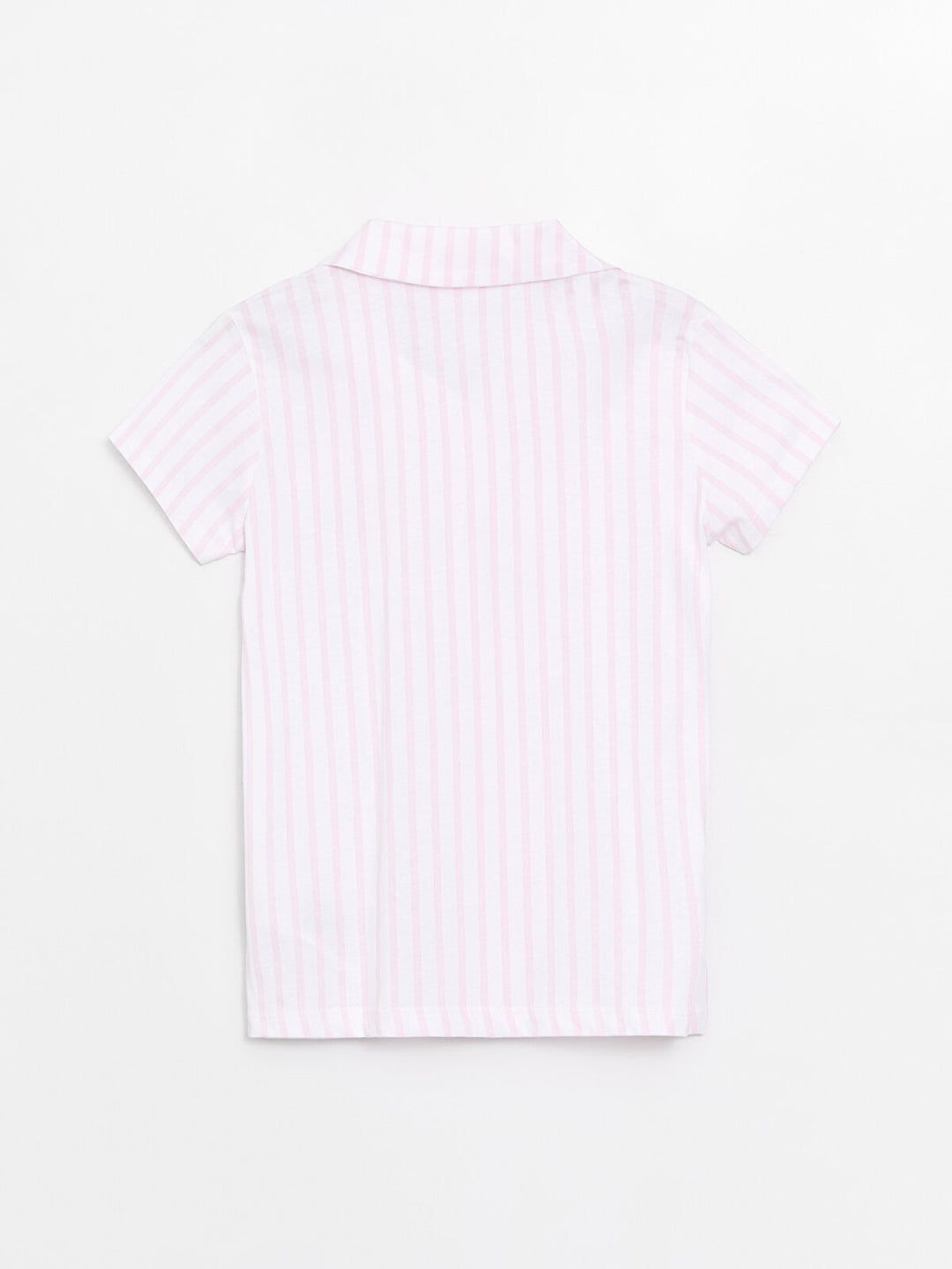 Shirt Collar Striped Short Sleeve Girls Pajama Set with Shorts