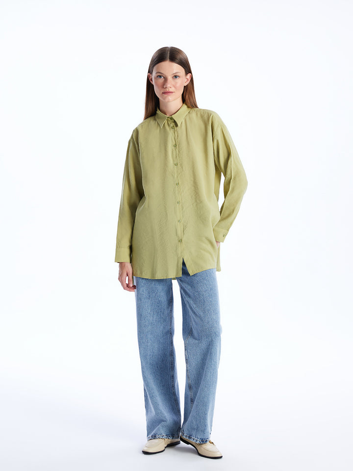 Plain Long Sleeve Oversize Women Shirt Tunic