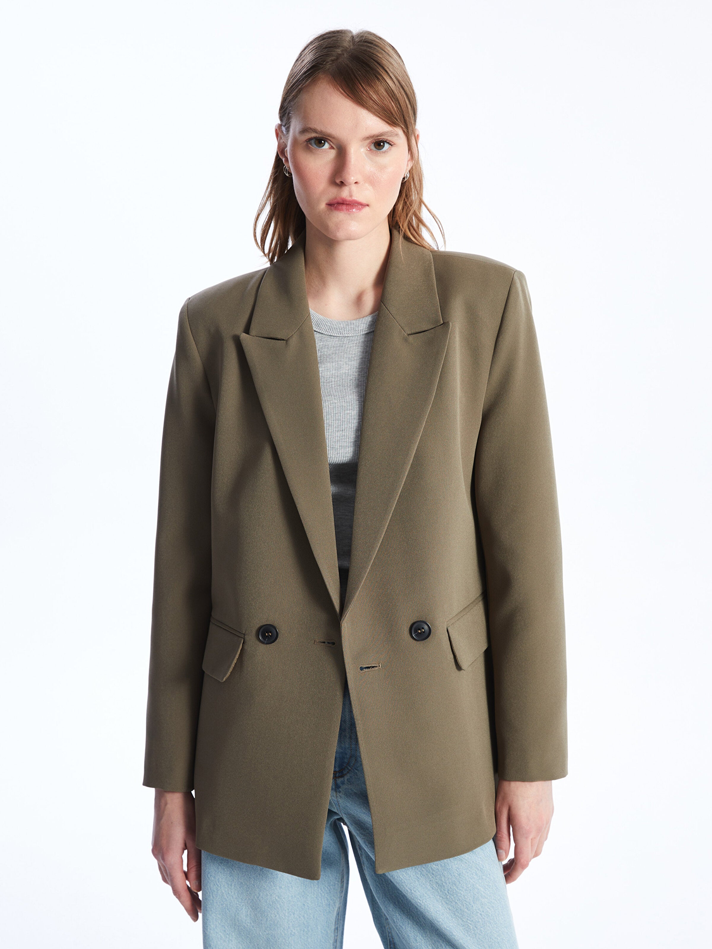 Plain Long Sleeve Women Blazer Jacket