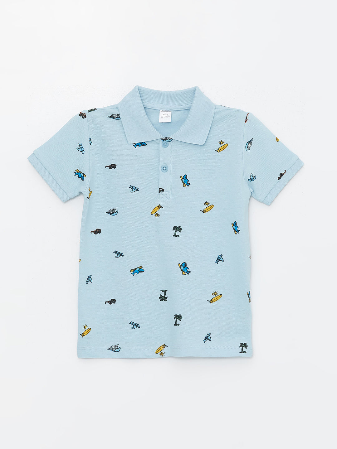Polo Neck Short Sleeve Printed Baby Boy T-Shirt
