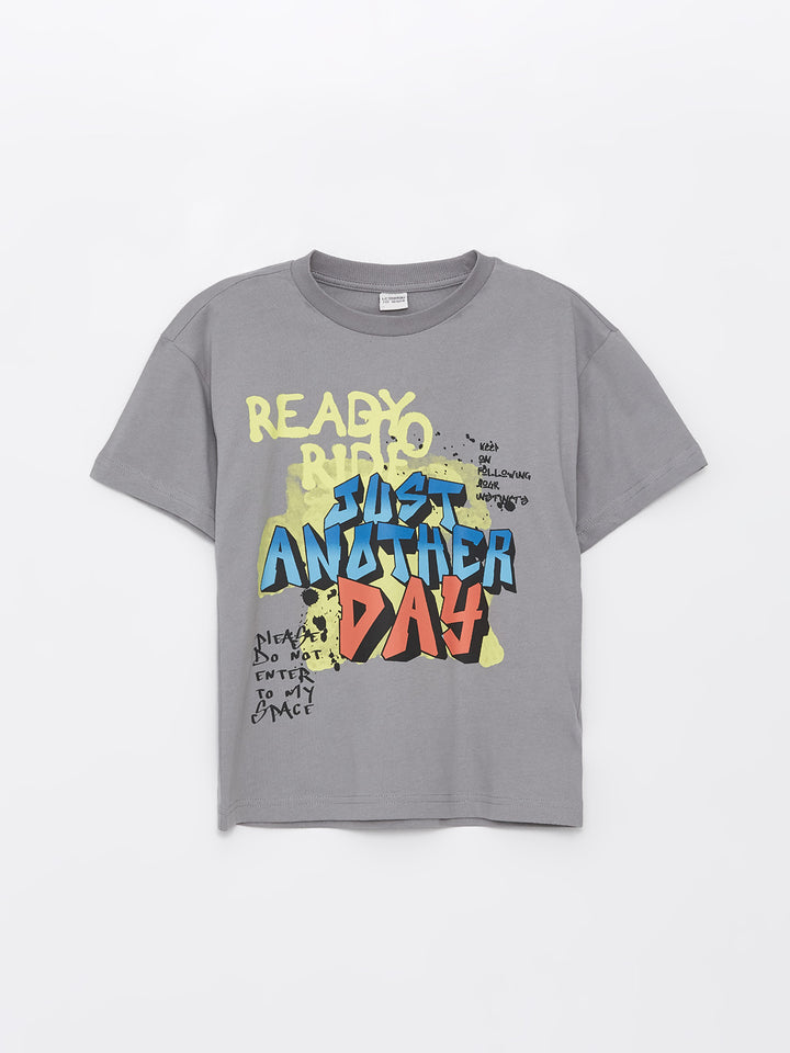 Crew Neck Printed Short Sleeve Boys' T-Shirt