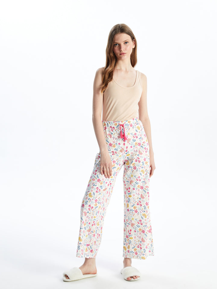 Floral Women Capri Pajama Bottoms with Elastic Waistband