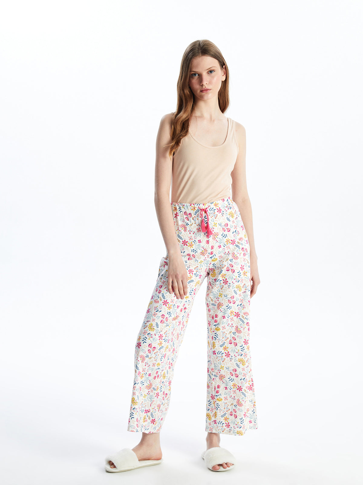 Floral Women Capri Pajama Bottoms with Elastic Waistband