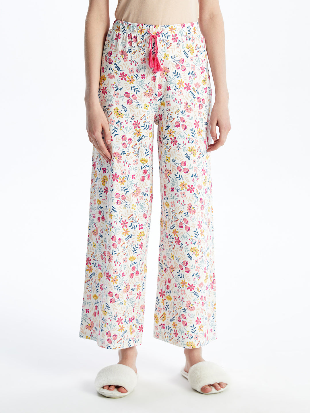 Floral Women Capri Pajama Bottoms with Elastic Waistband