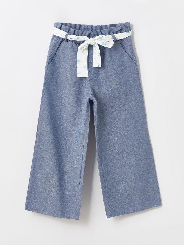 Crew Neck Girls Blouse And Trousers