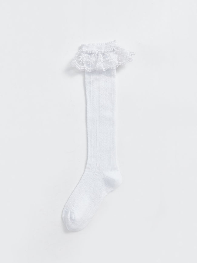 Lace Detailed Girls Knee High Socks Main Image