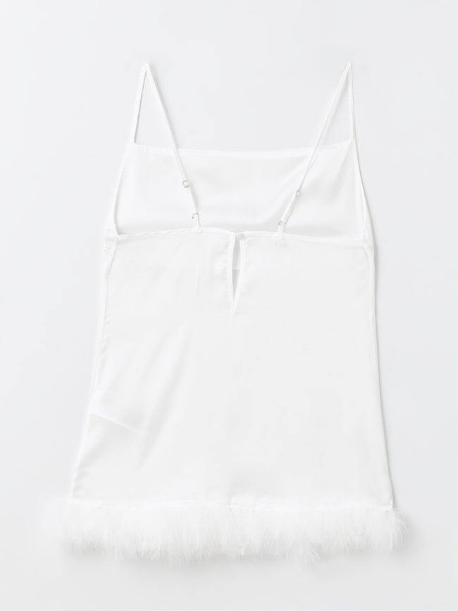 U-Neck Straight Strap Satin Women Nightgown Main Image