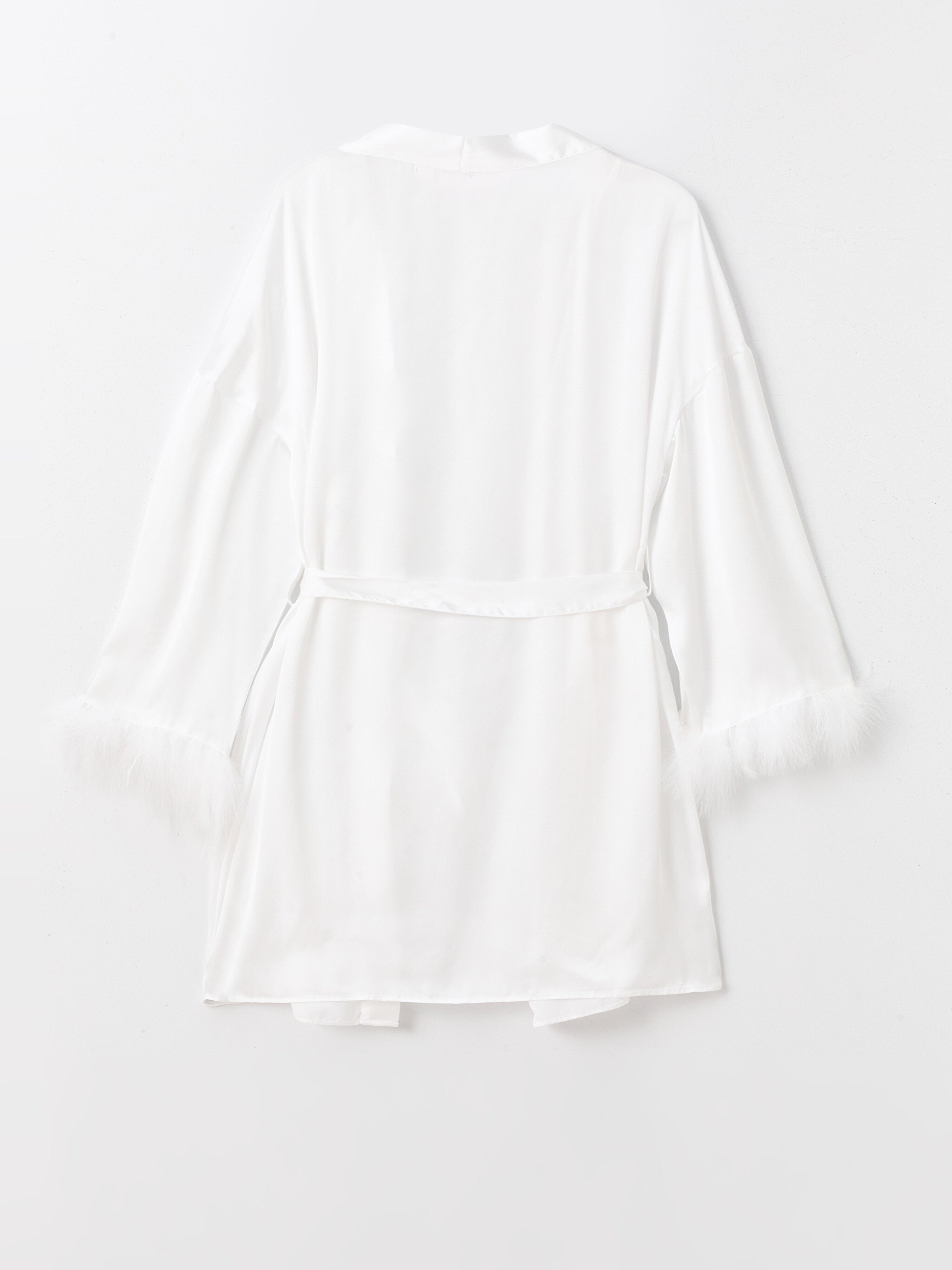 Shawl Collar Plain Long Sleeve Satin Women Dressing Gown