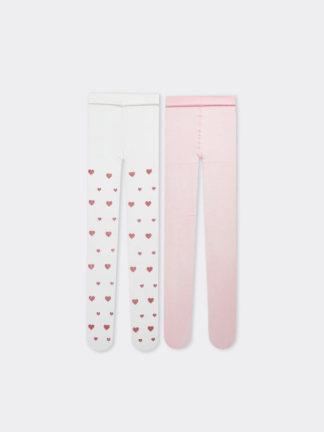 Patterned Girls Thin Pantyhose, Pack of 2 Hover Image