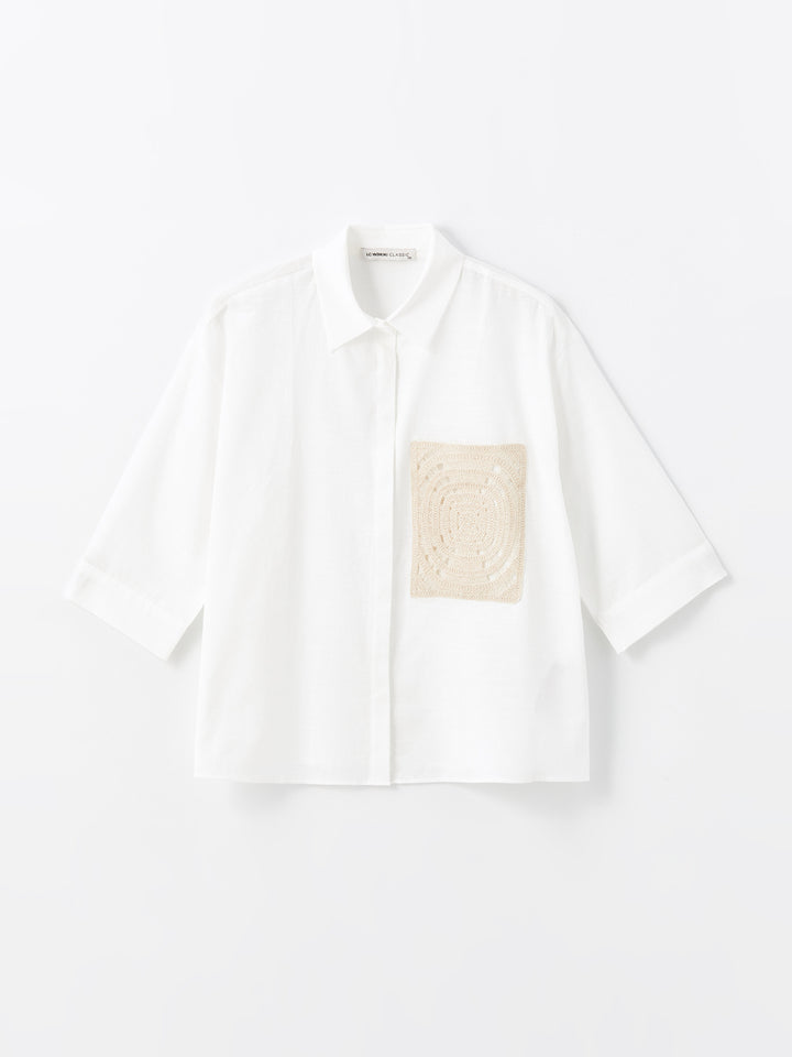 Embroidered Long Sleeve Oversize Women Shirt