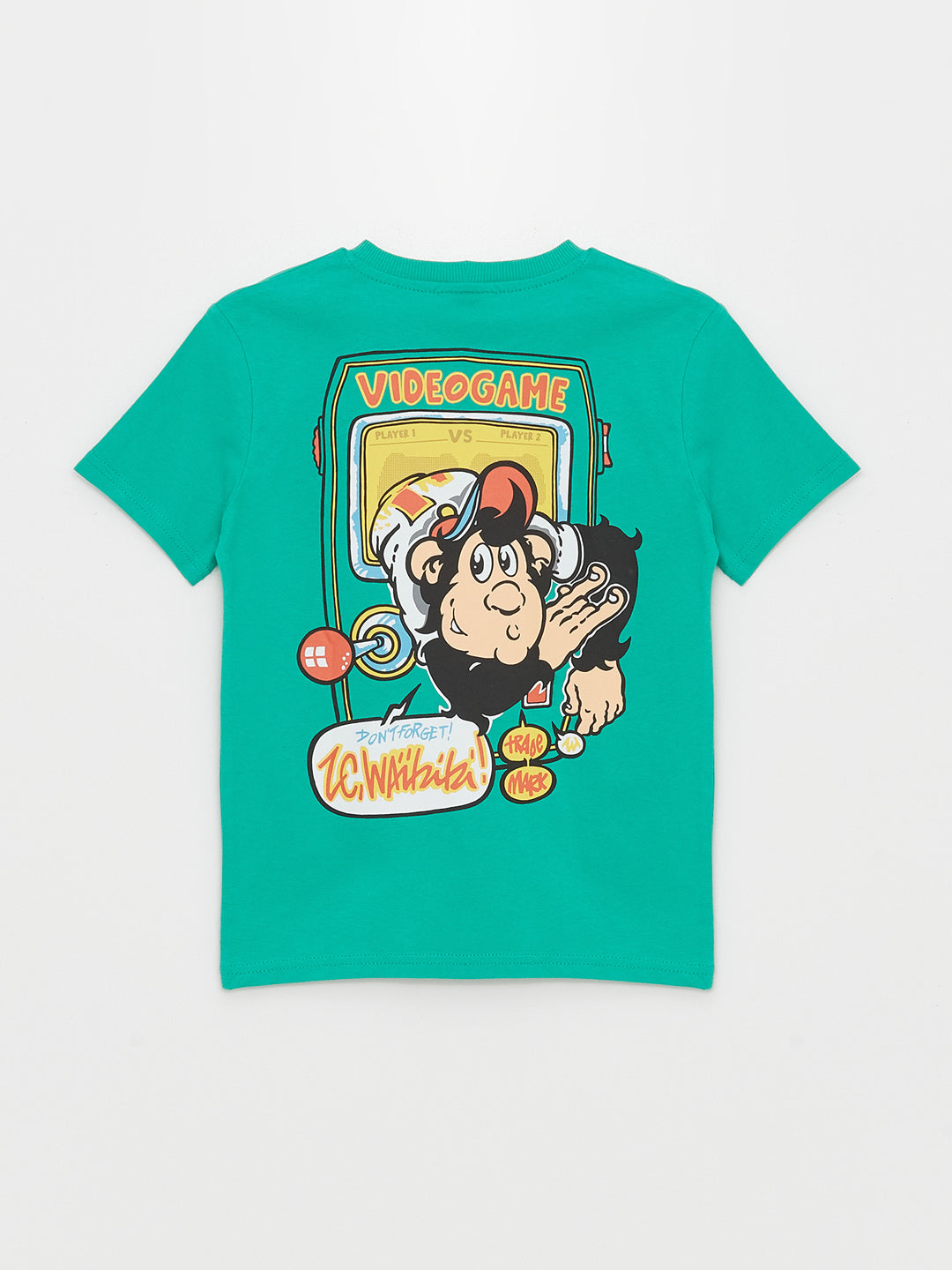 Crew Neck Nostalgic Monkey Printed Short Sleeve Boys' T-Shirt