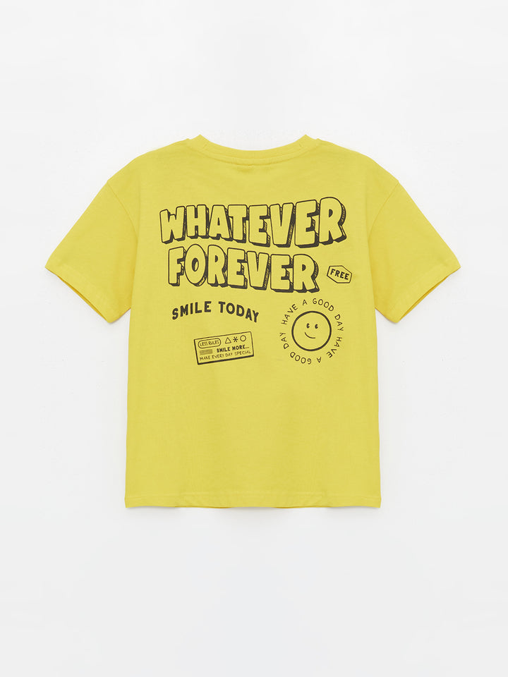 Crew Neck Printed Short Sleeve Boys' T-Shirt and Shorts