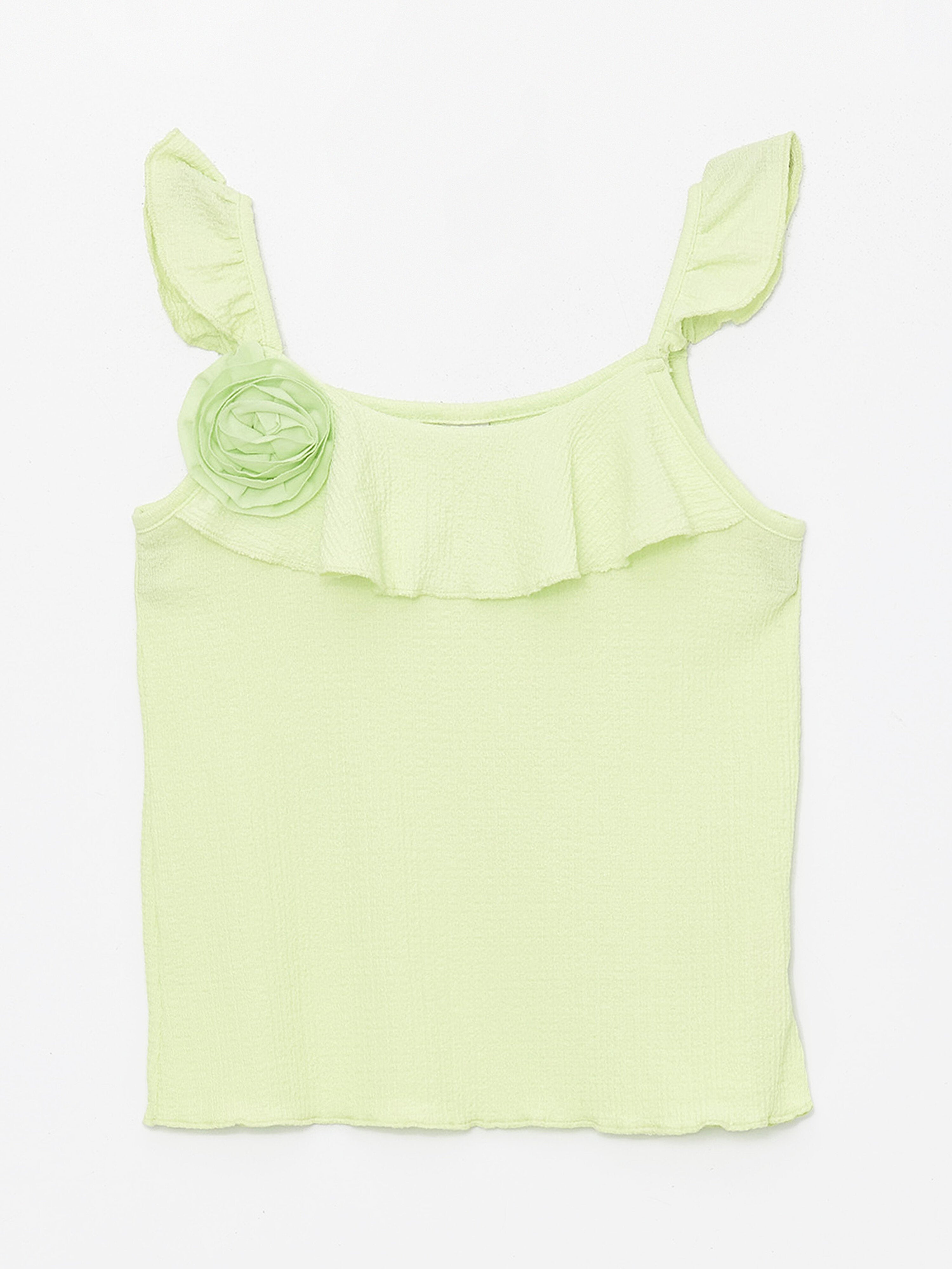 Square Neck Ruffle Detailed Girls Undershirt