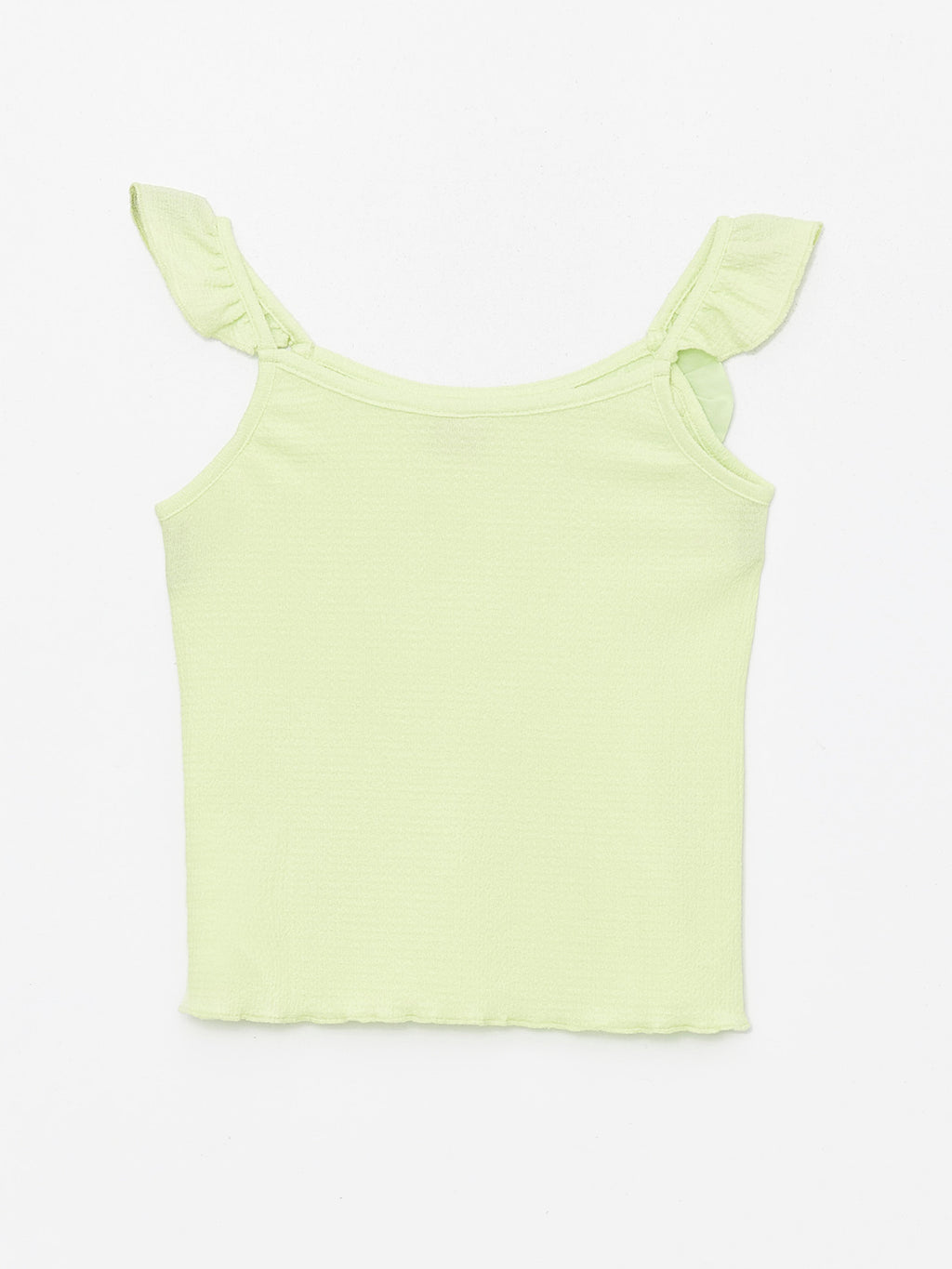 Square Neck Ruffle Detailed Girls Undershirt