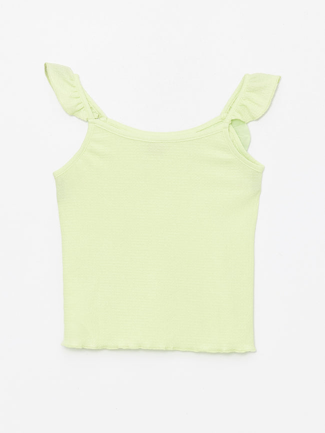 Square Neck Ruffle Detailed Girls Undershirt Main Image