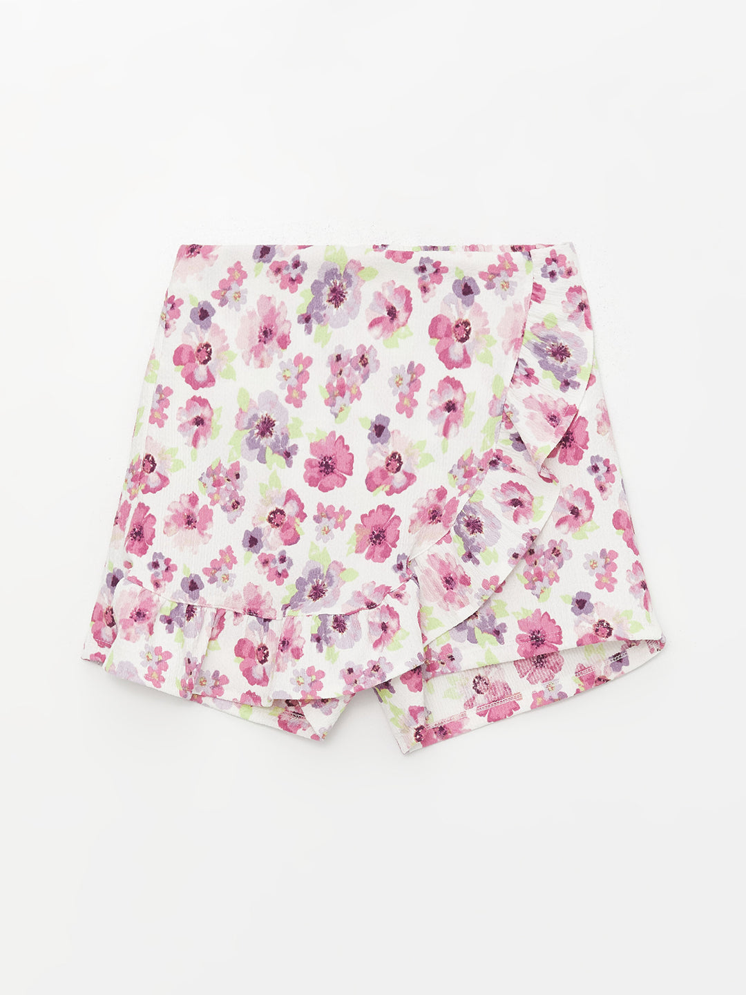 Elastic Waist Floral Girls Shorts Skirt