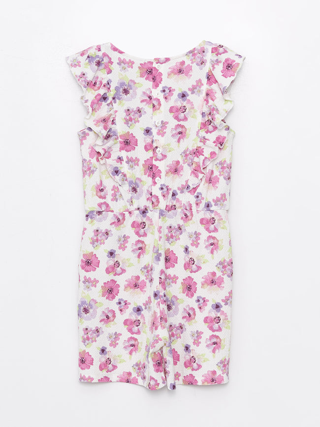 Crew Neck Floral Girls Jumpsuit Main Image