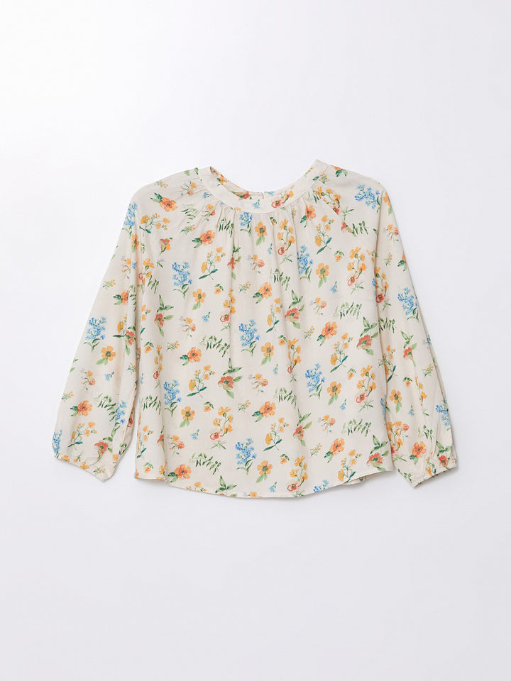 Crew Neck Floral Girls Blouse