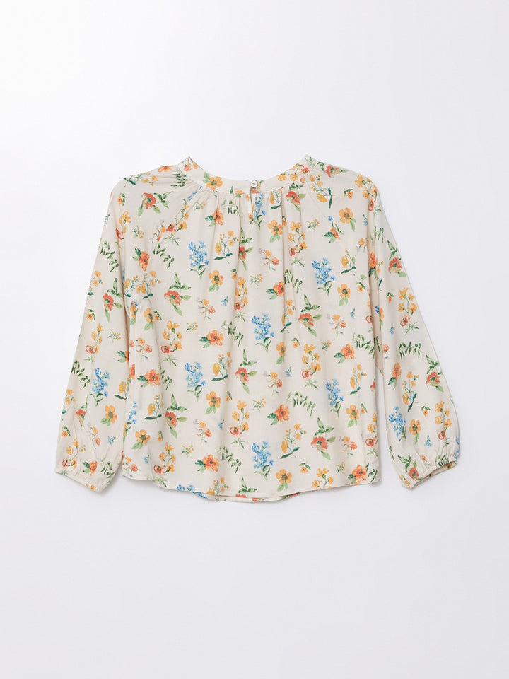 Crew Neck Floral Girls Blouse