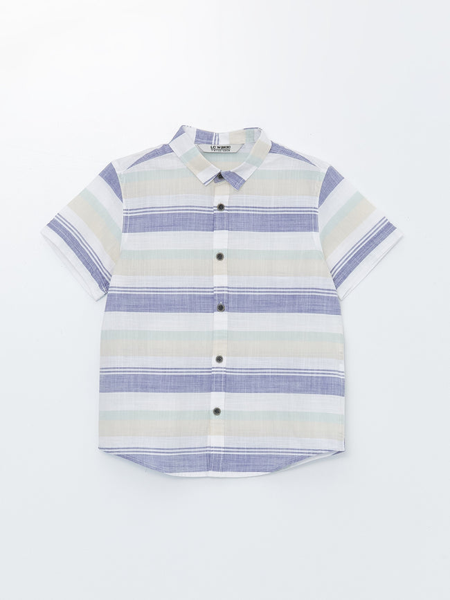 Striped Short Sleeve Boys Shirt Hover Image