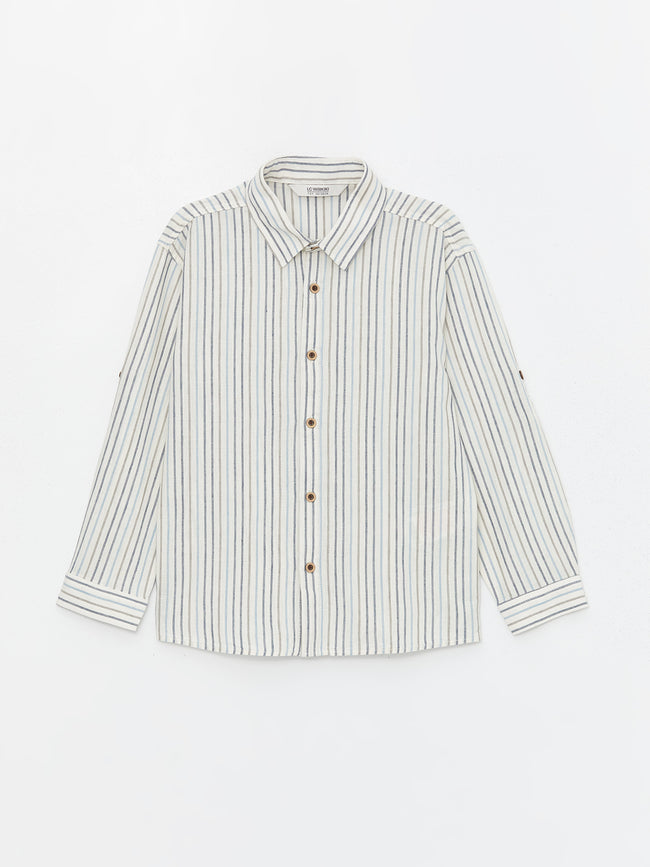 Comfortable Fit Striped Boys Shirt Hover Image
