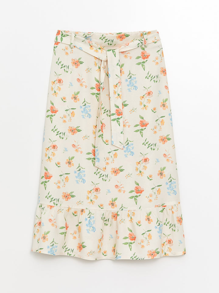 Elastic Waist Floral Girls Skirt