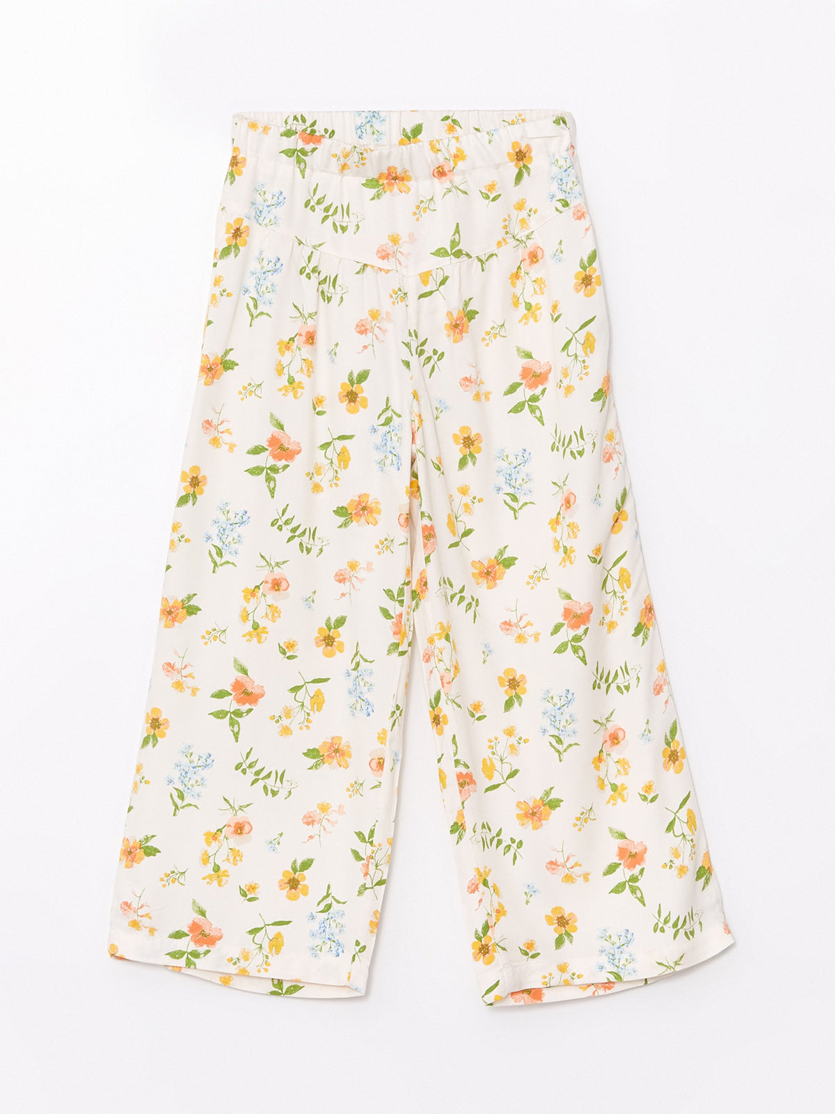 Wideleg Floral Girls Capri with Elastic Waist