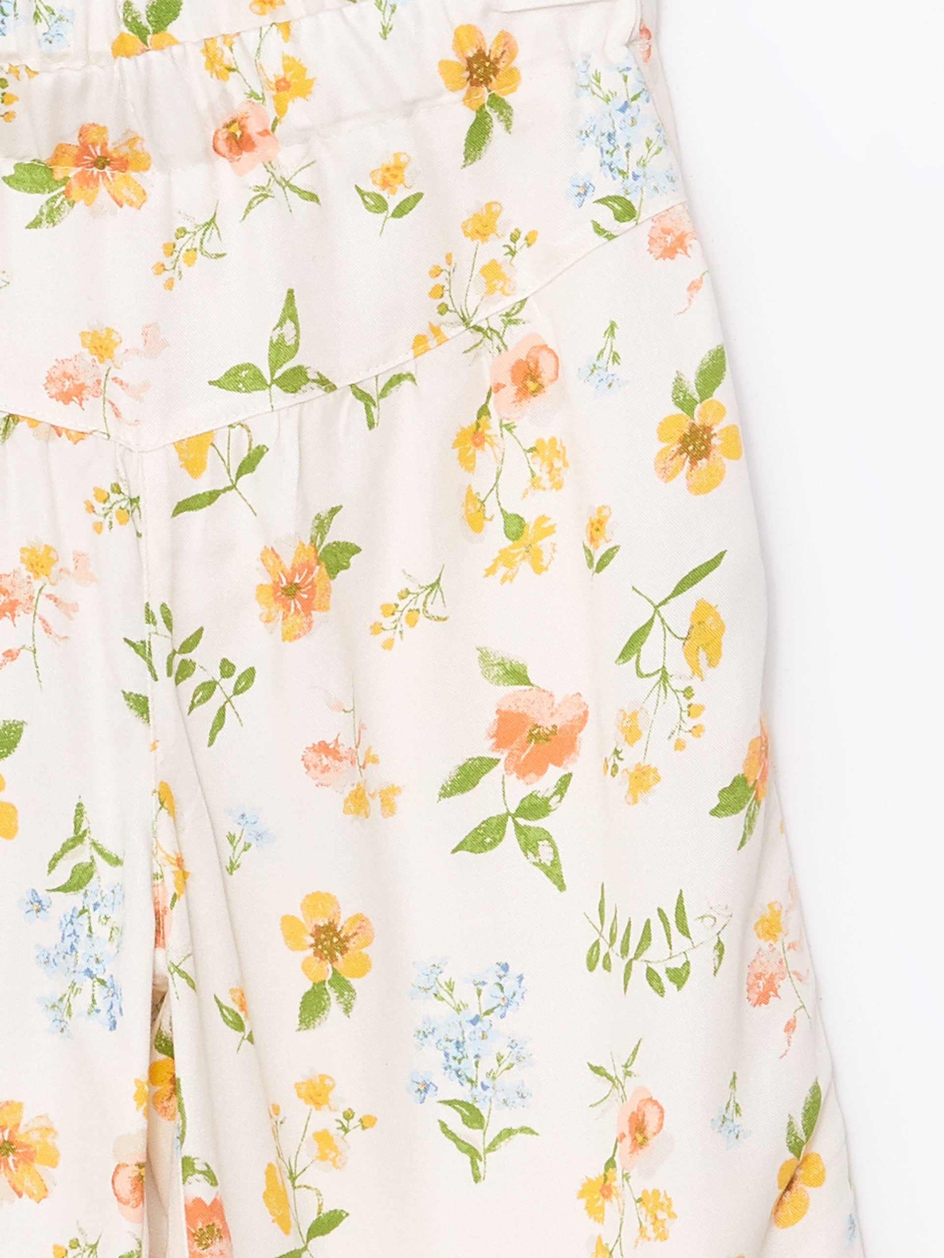 Wideleg Floral Girls Capri with Elastic Waist