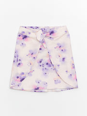 Floral Girls Skirt with Elastic Waist