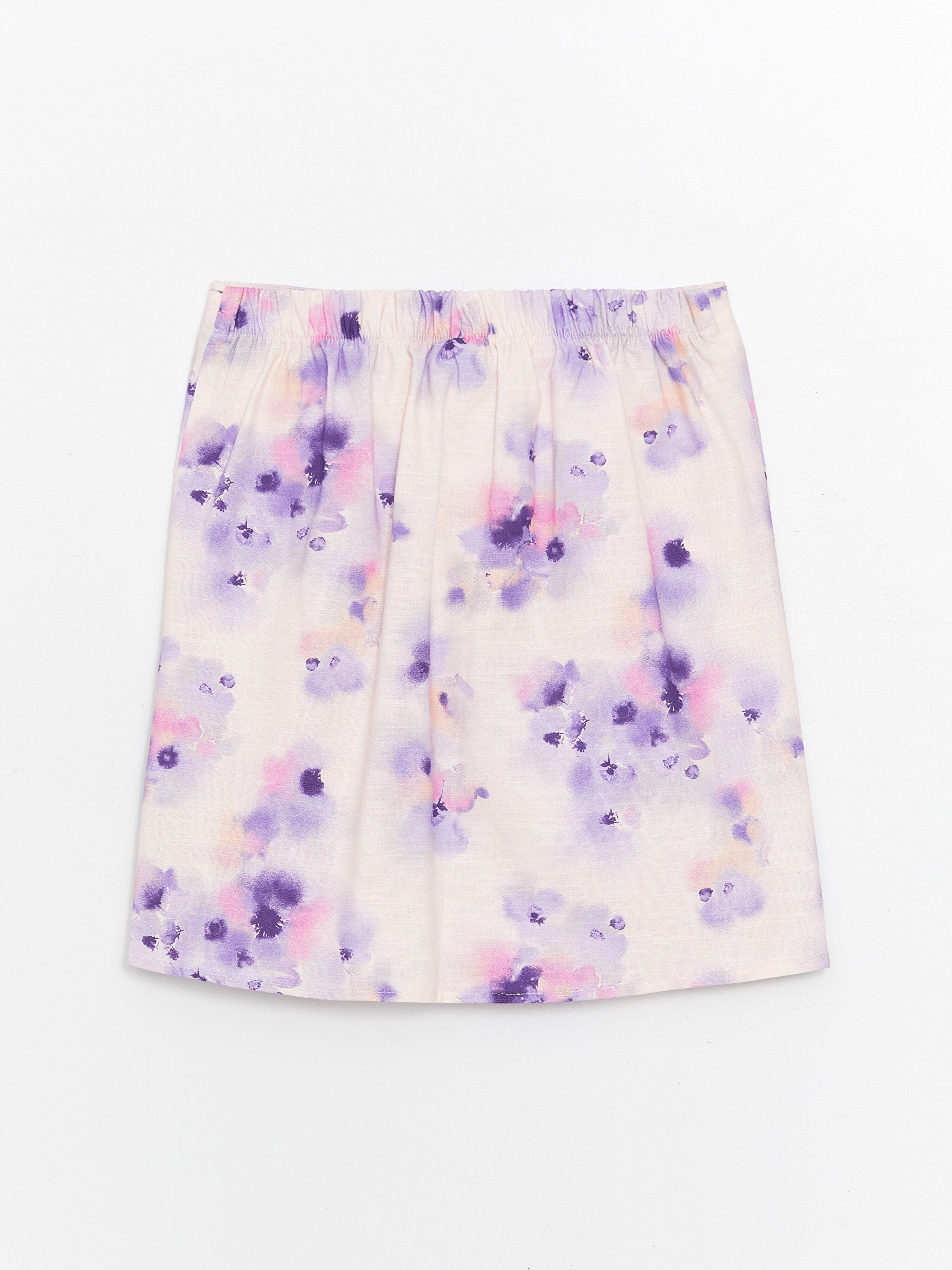 Floral Girls Skirt with Elastic Waist