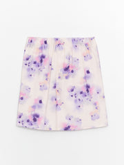 Floral Girls Skirt with Elastic Waist