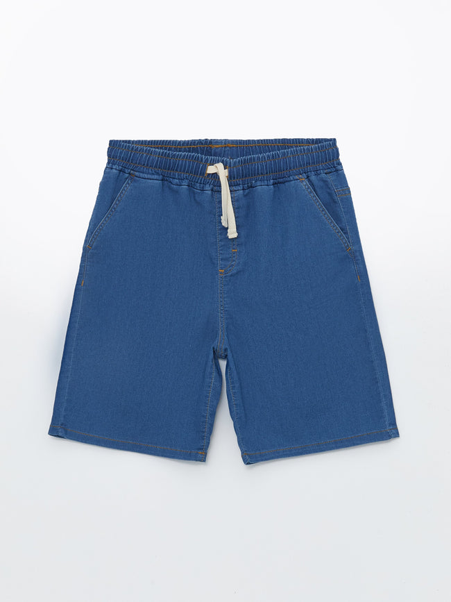 Comfortable Fit Boys Jean Shorts with Elastic Waist Hover Image