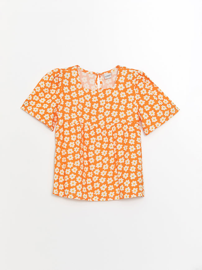 Square Neck Floral Girls Blouse Hover Image