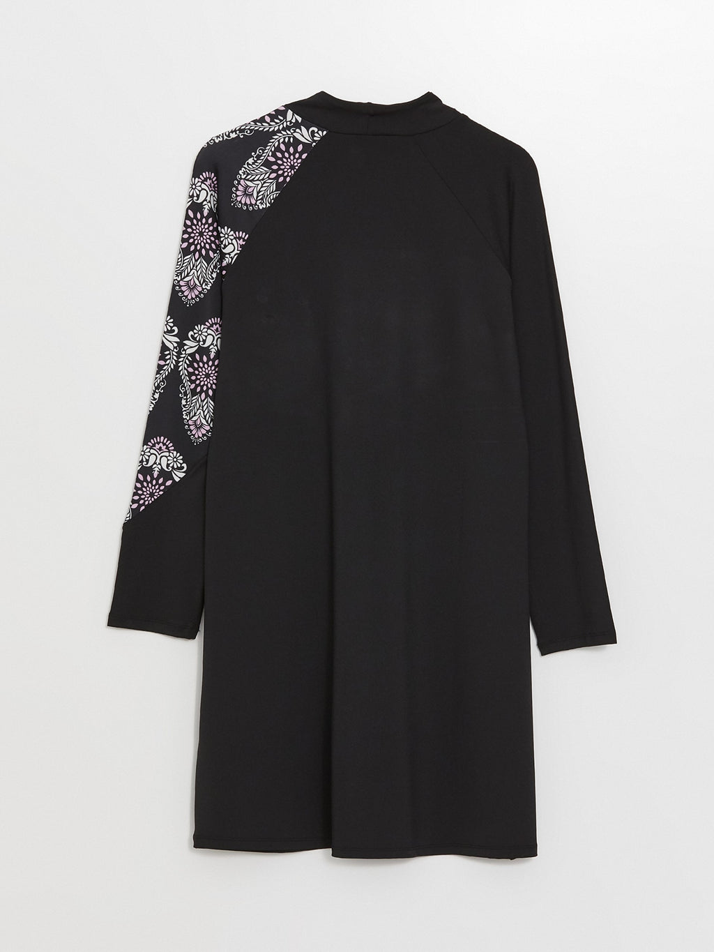 High Collar Patterned Long Sleeve Women Hijab Swimsuit