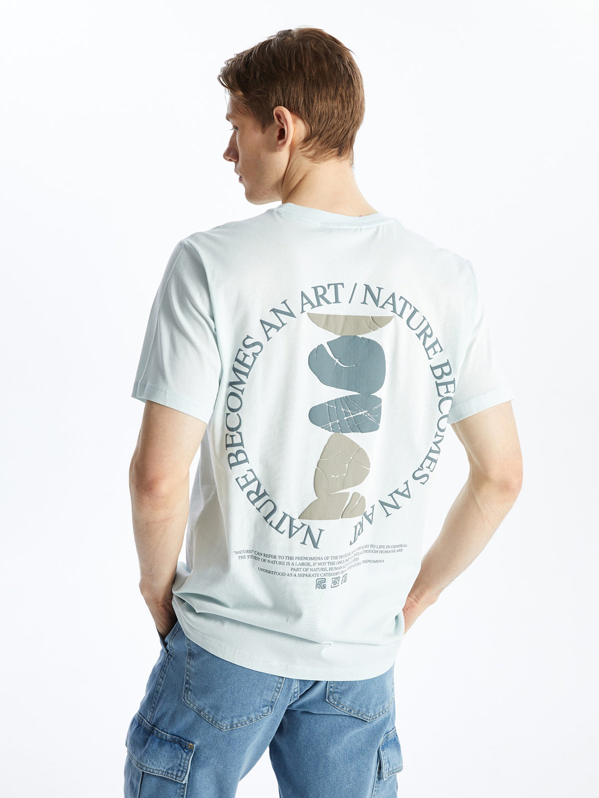 Crew Neck Short Sleeve Printed Combed Cotton Men T-Shirt