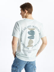 Crew Neck Short Sleeve Printed Combed Cotton Men T-Shirt