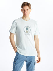 Crew Neck Short Sleeve Printed Combed Cotton Men T-Shirt