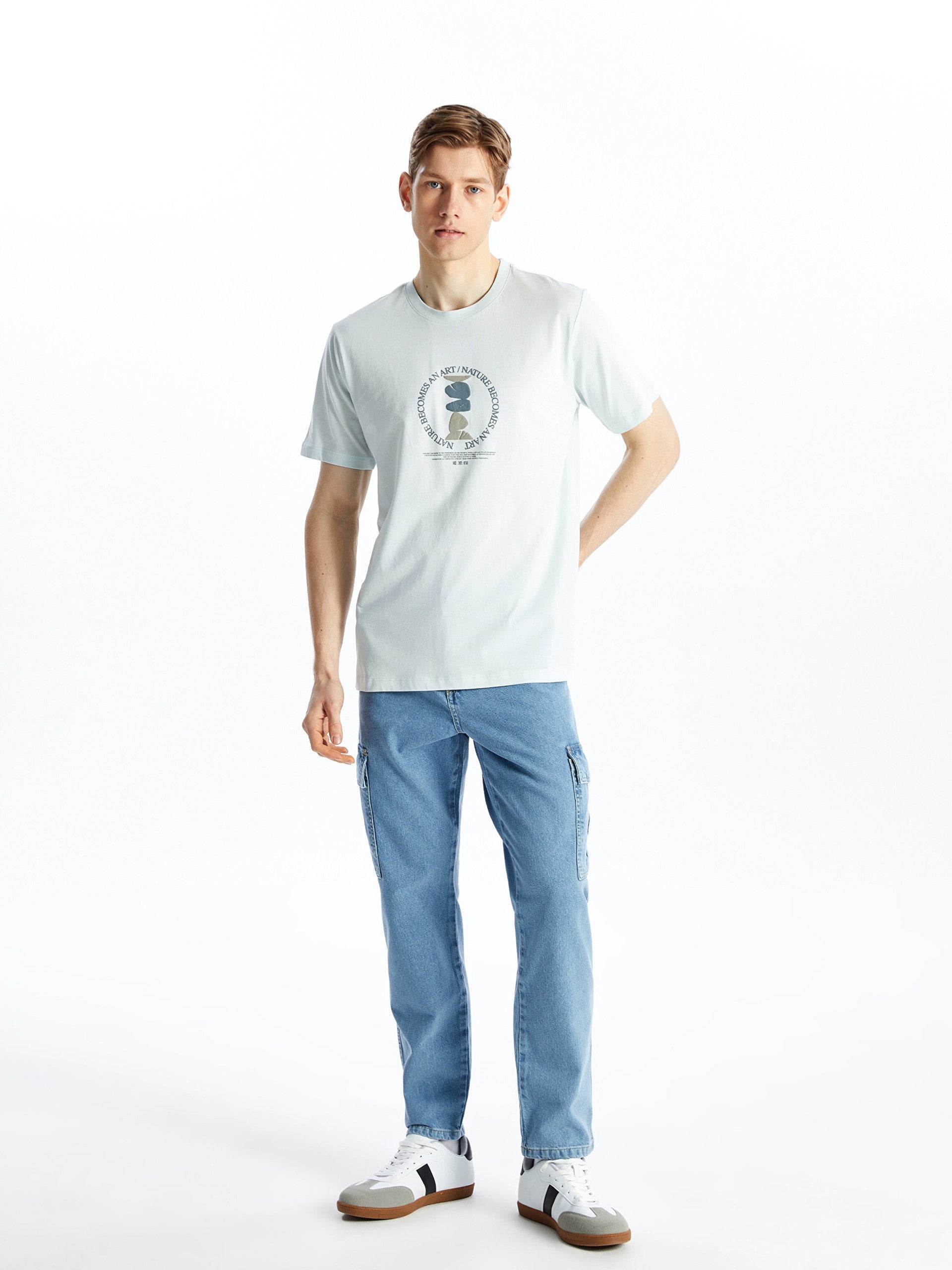 Crew Neck Short Sleeve Printed Combed Cotton Men T-Shirt