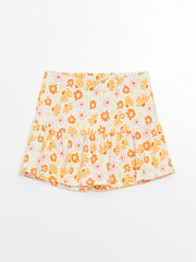 Floral Girls Short Skirt with Elastic Waist