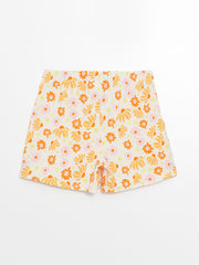 Floral Girls Short Skirt with Elastic Waist