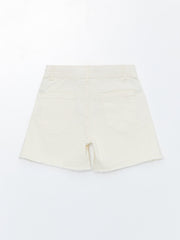 Floral Printed Gabardine Girls Shorts