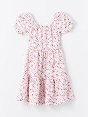 U-Neck Floral Girls Dress