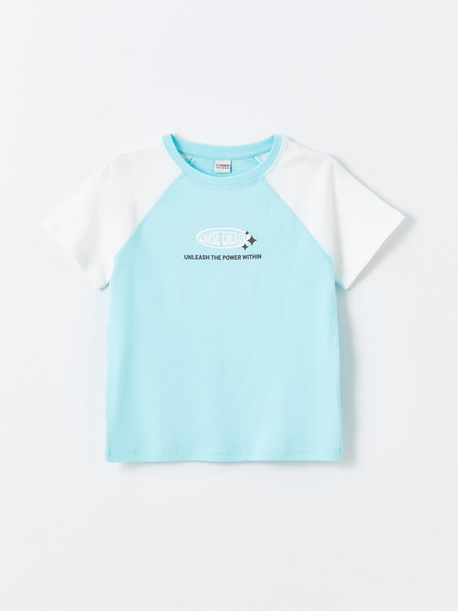 Crew Neck Printed Short Sleeve Girls T-Shirt Hover Image