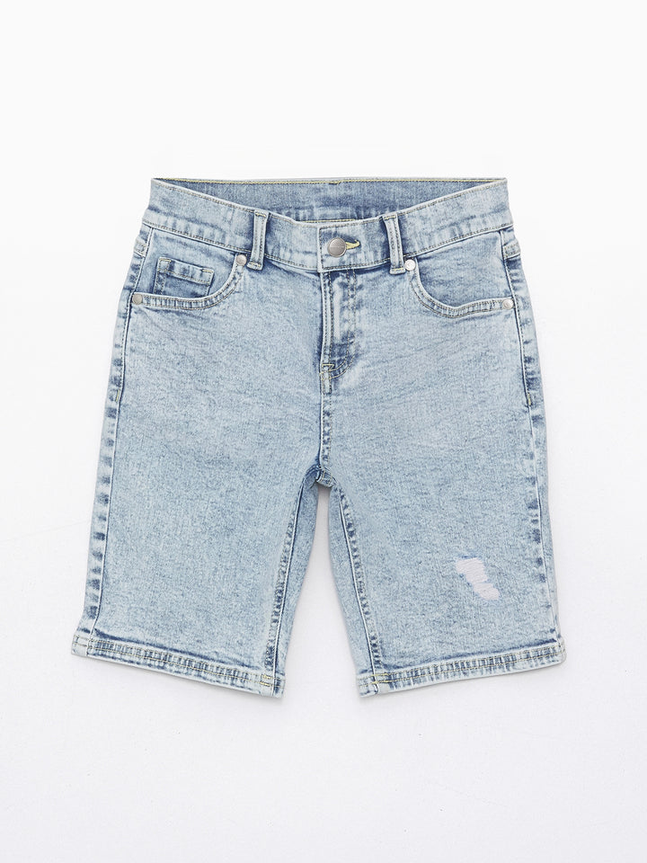 Ripped Detailed Boy Jean Shorts