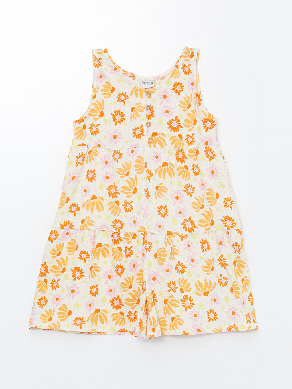 Crew Neck Floral Girls Jumpsuit