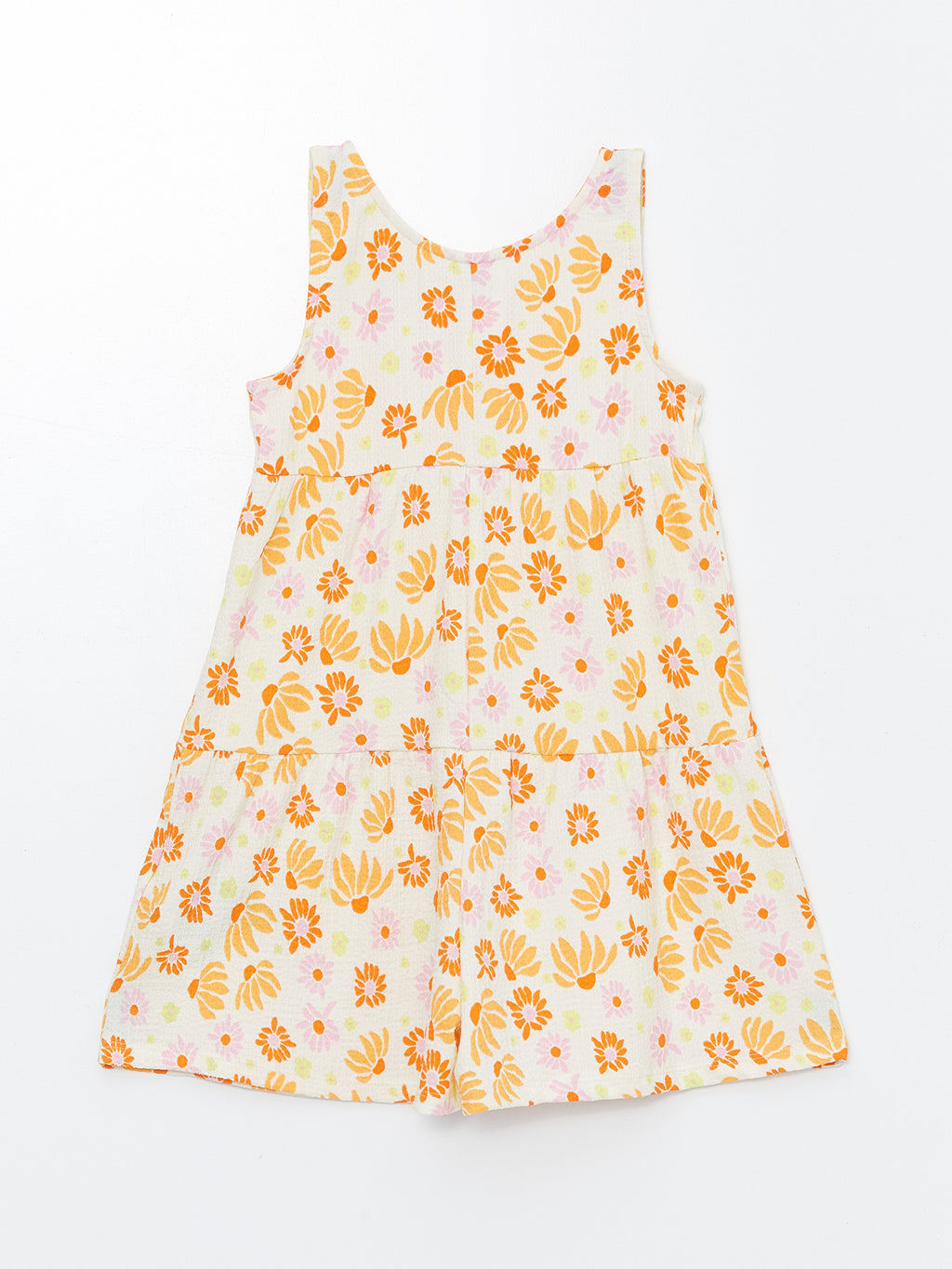 Crew Neck Floral Girls Jumpsuit