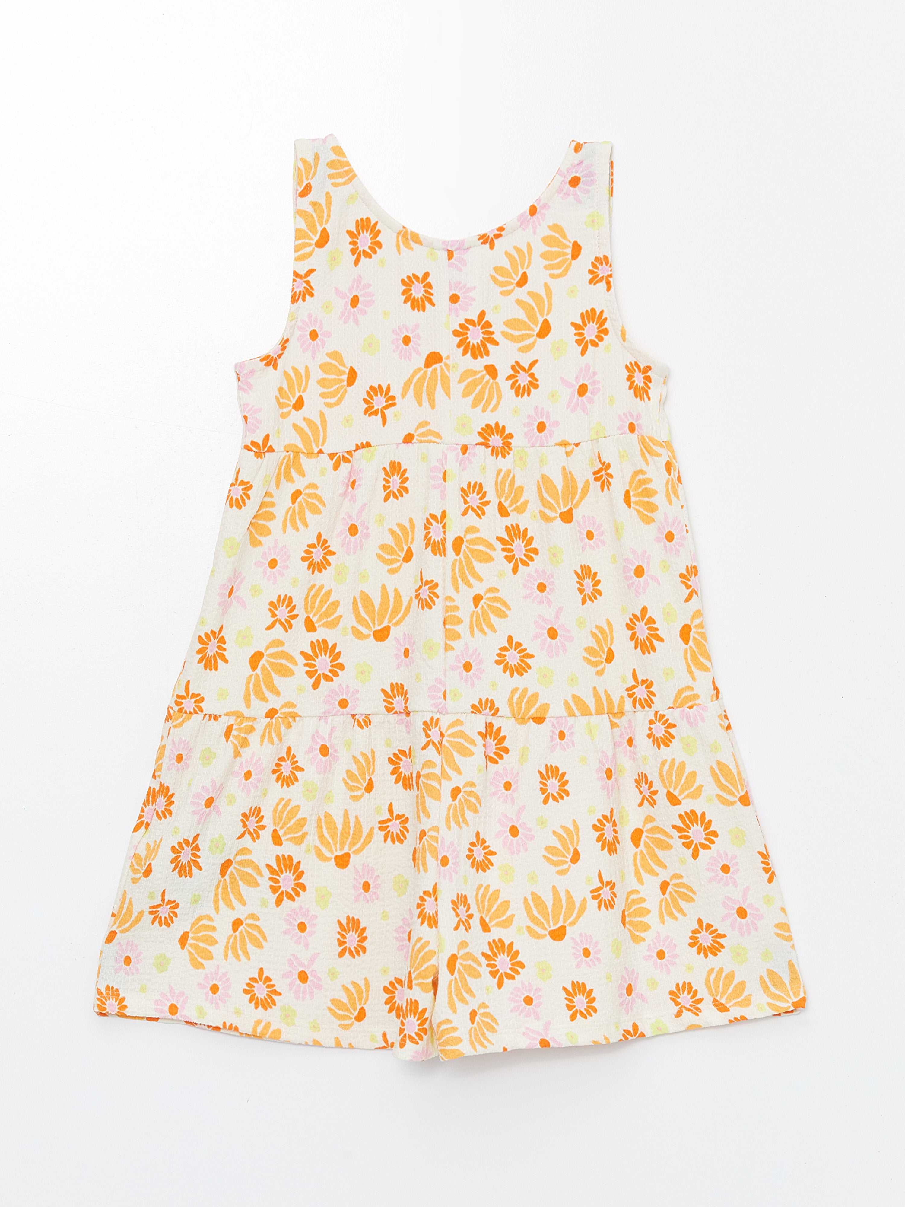 Crew Neck Floral Girls Jumpsuit