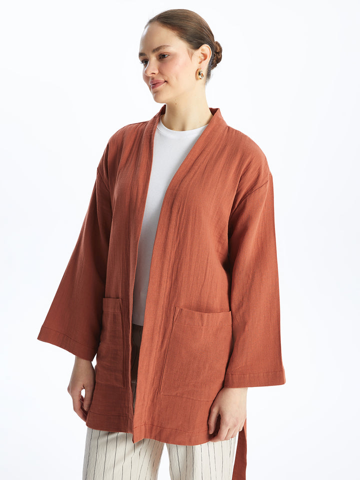 Shawl Collar Plain Long Sleeve Oversize Women Kimono