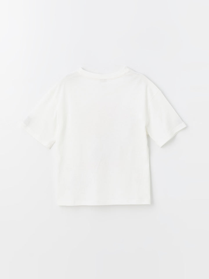 Crew Neck Printed Short Sleeve Girls T-Shirt